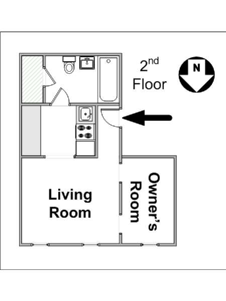 New York 1 Camera da letto stanza in affitto - piantina approssimativa dell' appartamento  (NY-2545)