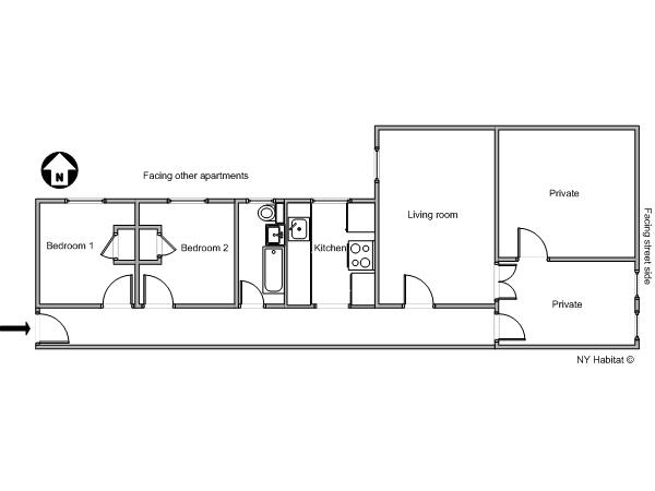 New York 3 Camere appartamento da dividere - layout 