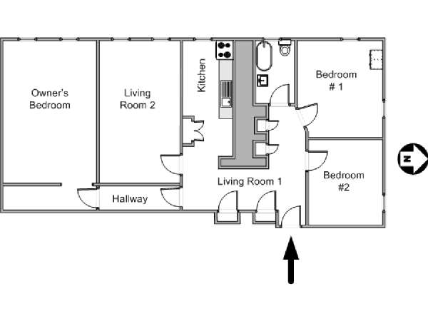 New York T2 appartement colocation - plan schématique  (NY-2816)