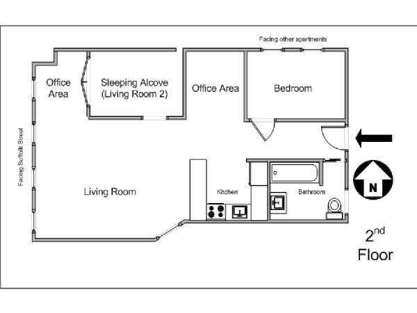 New York 1 Bedroom apartment - apartment layout  (NY-2821)