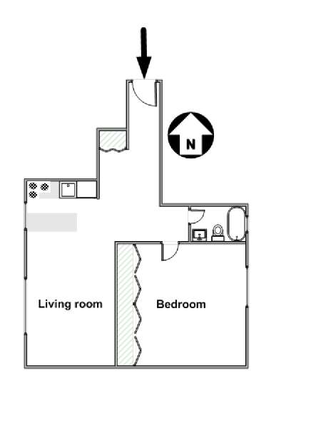 New York 1 Camera da letto appartamento - piantina approssimativa dell' appartamento  (NY-3007)