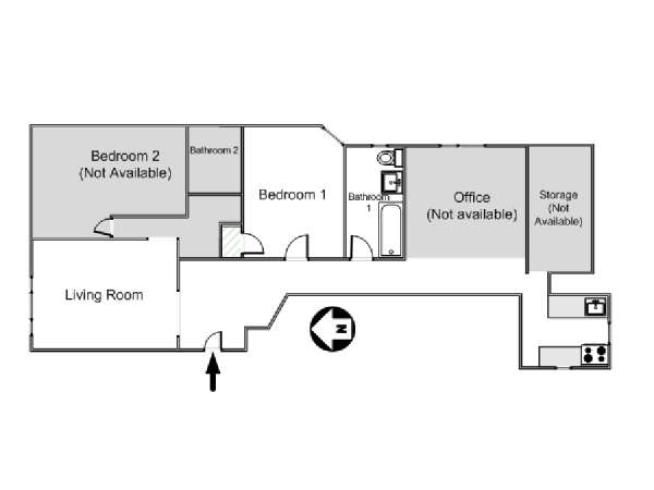 New York 2 Bedroom roommate share apartment - apartment layout  (NY-3149)