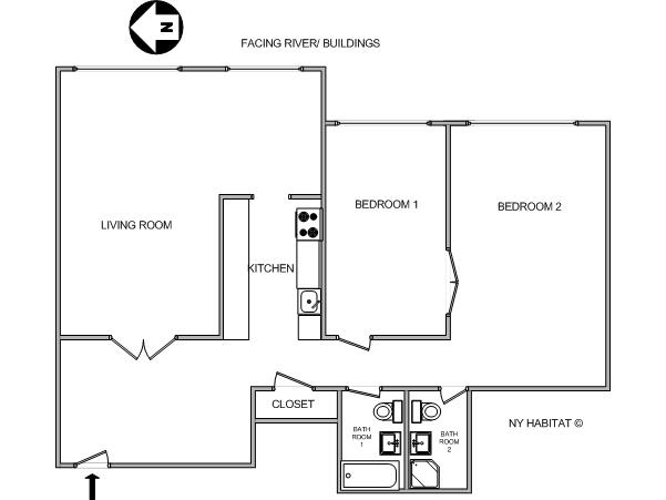 New York 2 Bedroom apartment - layout 