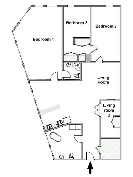New York 2 Camere da letto - Loft appartamento - piantina approssimativa dell' appartamento  (NY-3756)