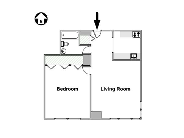 New York 1 Camera da letto appartamento - piantina approssimativa dell' appartamento  (NY-4310)