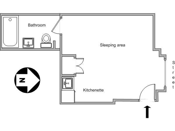 New York Studio/T1 appartements location vacances - plan schématique New York Studio/T1 appartements location vacances - plan schématique