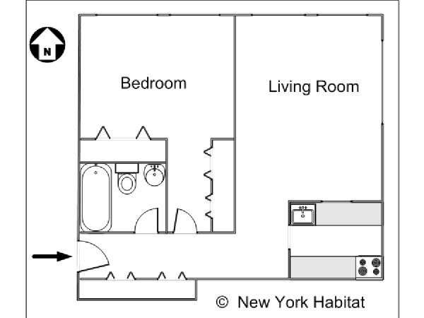 New York 1 Camera da letto appartamento - piantina approssimativa dell' appartamento  (NY-4367)