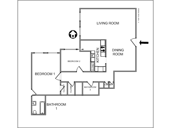 New York T3 appartement colocation - plan schématique (NY-4600) New York T3 appartement colocation - plan schématique (NY-4600)