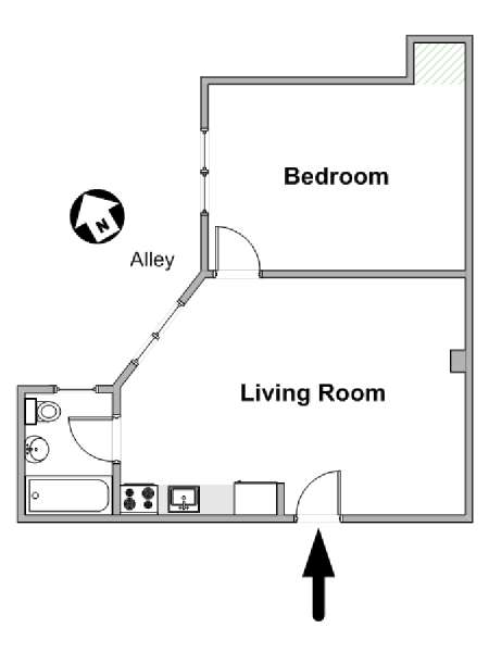 New York 1 Bedroom accommodation - apartment layout  (NY-4646)