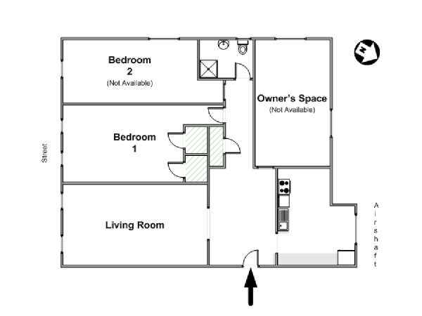 New York 2 Bedroom roommate share apartment - apartment layout  (NY-4971)