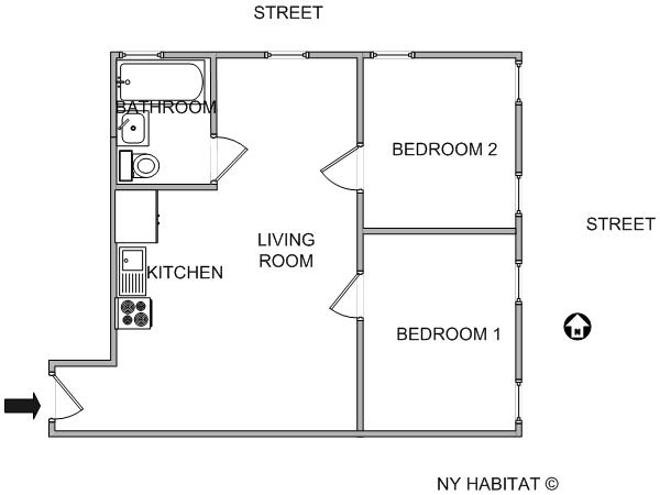 New York 2 Camere appartamento da dividere - layout  (NY-5463)