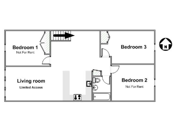 New York 3 Bedroom roommate share apartment - apartment layout  (NY-5510)