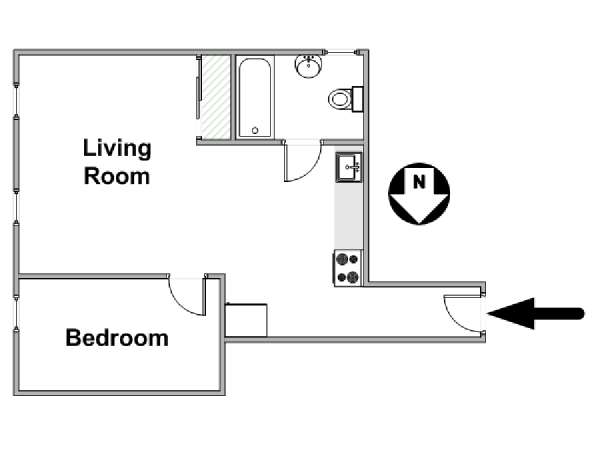 New York Studio avec Alcôve T1 logement location appartement - plan schématique  (NY-6251)