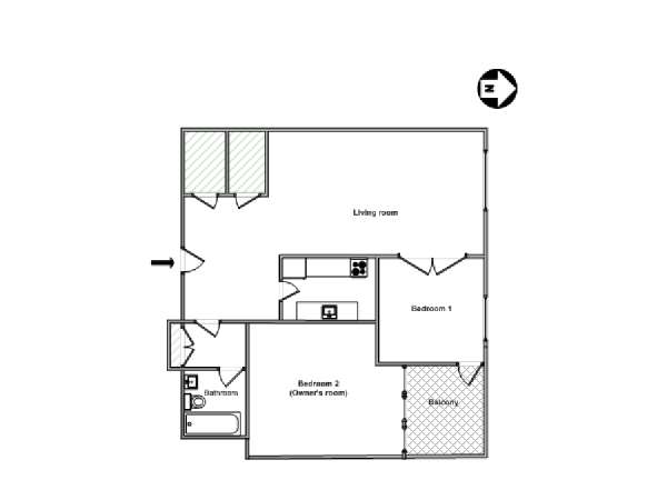 New York 2 Camere appartamento da dividere - layout  (NY-6447)