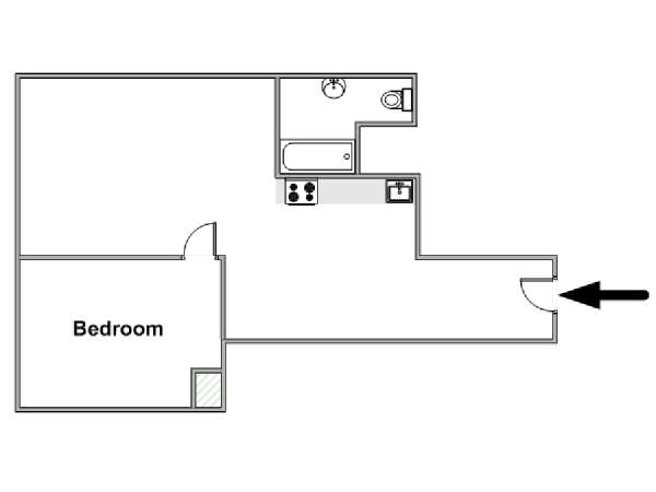 New York 1 Camera da letto appartamento - piantina approssimativa dell' appartamento  (NY-6476)