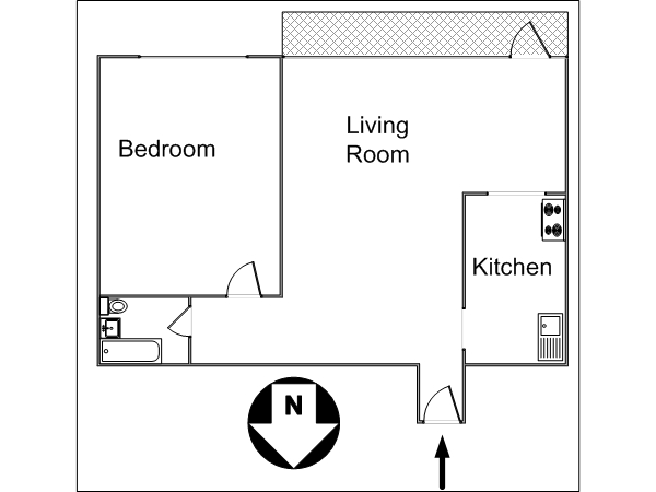 New York 1 Bedroom apartment - layout  (NY-7030)