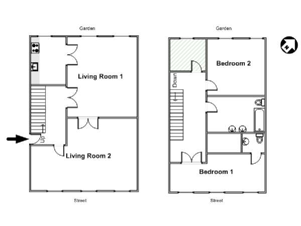 New York 2 Bedroom - Duplex apartment - apartment layout  (NY-7230)