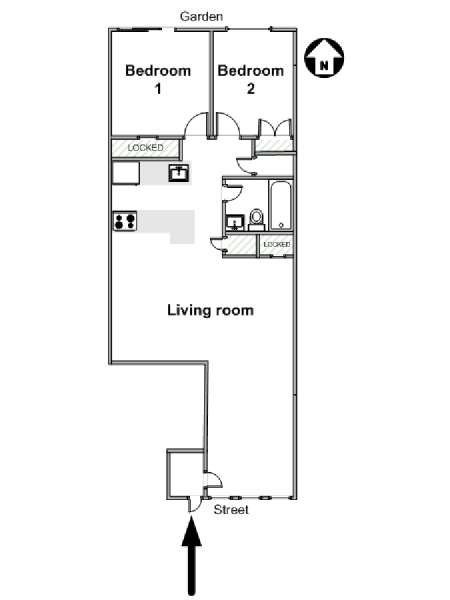 New York 2 Camere da letto appartamento - piantina approssimativa dell' appartamento  (NY-7311)