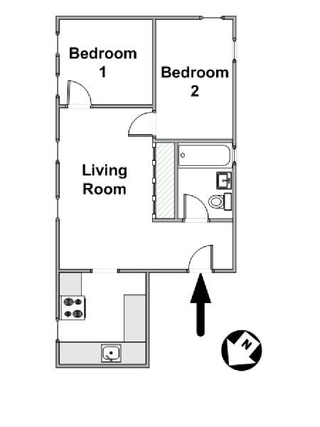 New York 2 Bedroom roommate share apartment - apartment layout  (NY-7320)
