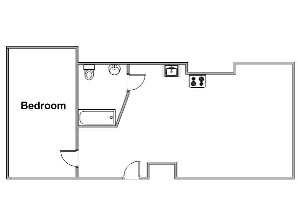 New York 1 Camera da letto appartamento - piantina approssimativa dell' appartamento  (NY-7353)