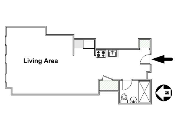 New York Monolocale appartamento - piantina approssimativa dell' appartamento  (NY-7568)