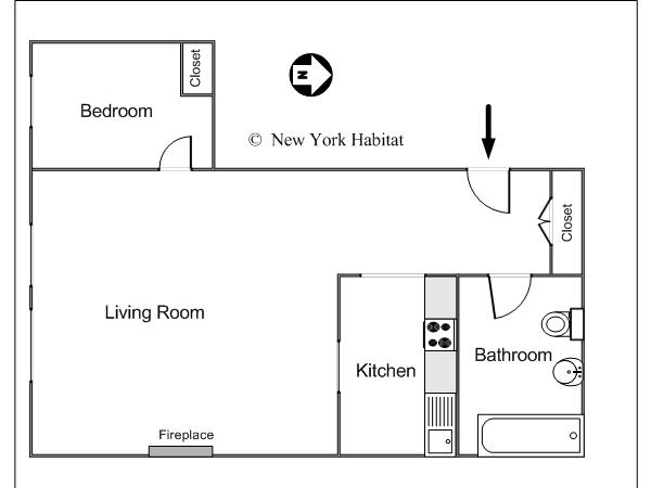New York 1 Bedroom accommodation - layout  (NY-7694)