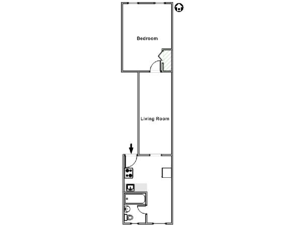 New York 1 Camera da letto appartamento - piantina approssimativa dell' appartamento  (NY-7707)