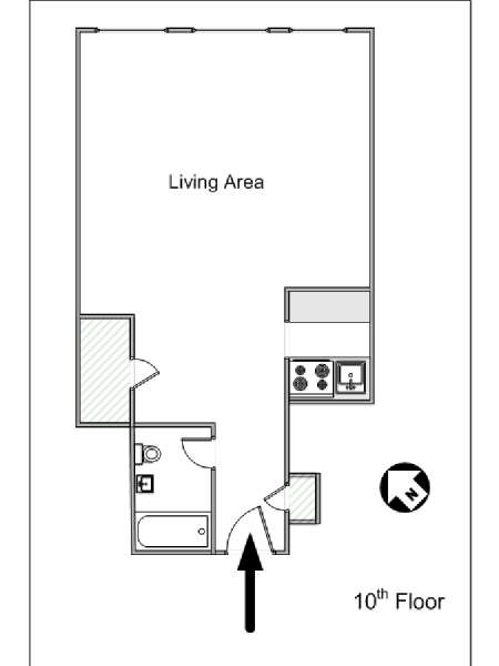 New York Monolocale appartamento - piantina approssimativa dell' appartamento  (NY-7735)