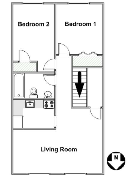 Nueva York 2 Dormitorios apartamento - esquema  (NY-7750)