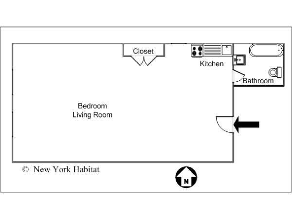 New York Monolocale appartamento - piantina approssimativa dell' appartamento  (NY-7890)