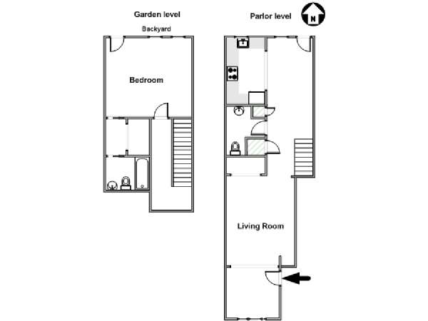 New York T2 - Duplex logement location appartement - plan schématique  (NY-7929)
