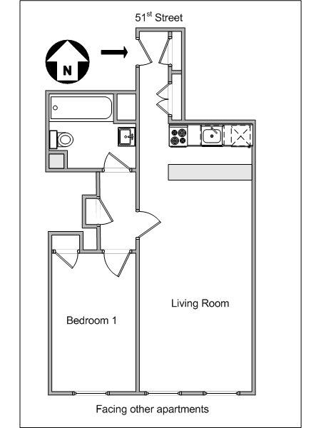 New York 1 Bedroom apartment - layout 