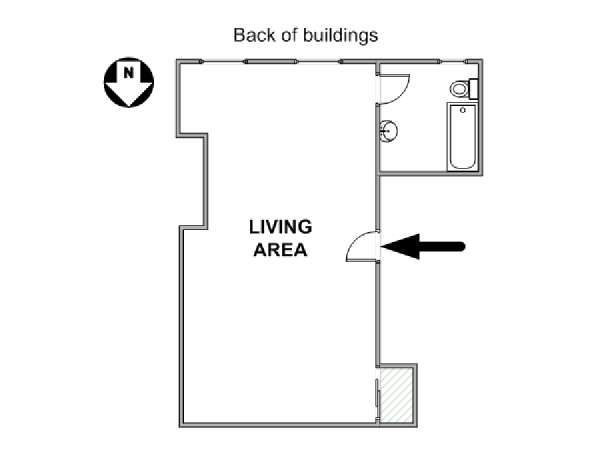 New York Monolocale appartamento - piantina approssimativa dell' appartamento  (NY-8015)