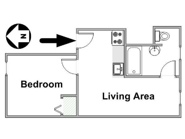New York 1 Camera da letto appartamento - piantina approssimativa dell' appartamento  (NY-8016)