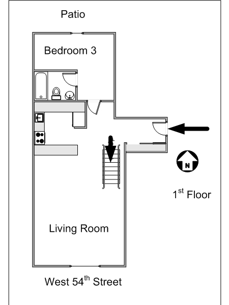 New York T4 - Duplex appartement colocation - plan schématique 2 (NY-8114) New York T4 - Duplex appartement colocation - plan schématique 2 (NY-8114)