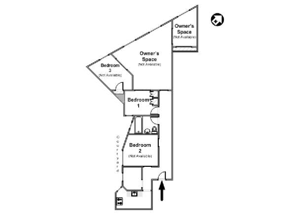 New York 3 Bedroom roommate share apartment - apartment layout  (NY-8857)