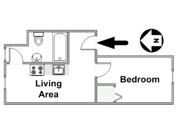 New York 1 Camera da letto appartamento - piantina approssimativa dell' appartamento  (NY-8880)