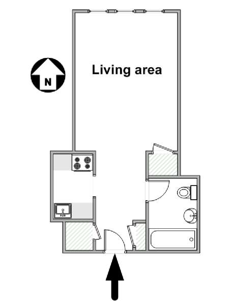 New York Monolocale appartamento - piantina approssimativa dell' appartamento  (NY-9030)