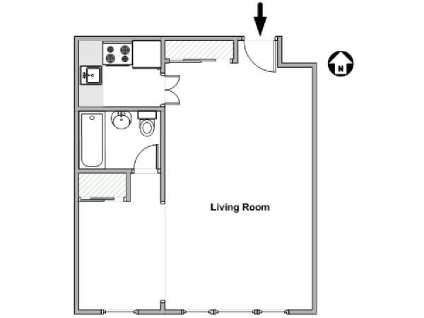 New York Grande monolocale appartamento - piantina approssimativa dell' appartamento  (NY-9032)