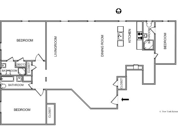 New York 3 Camere appartamento - layout  (NY-9161)