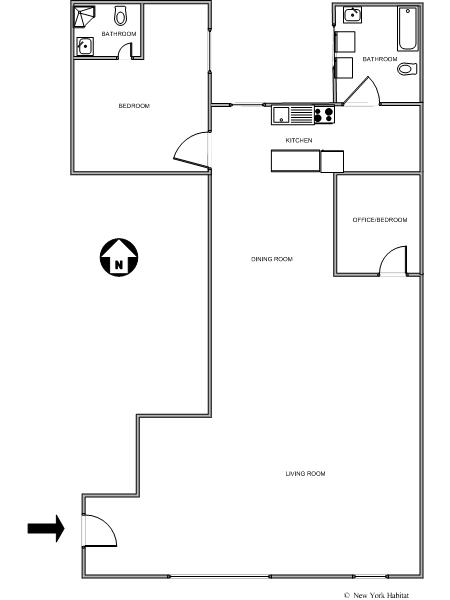 New York 1 Bedroom - Loft apartment - layout (NY-9311) New York 1 Bedroom - Loft apartment - layout (NY-9311)