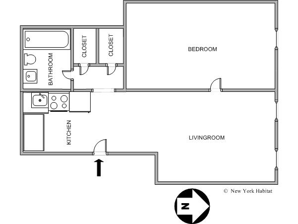 New York 1 Bedroom accommodation - layout  (NY-9333)