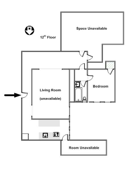 New York 3 Camere da letto stanza in affitto - piantina approssimativa dell' appartamento  (NY-9403)
