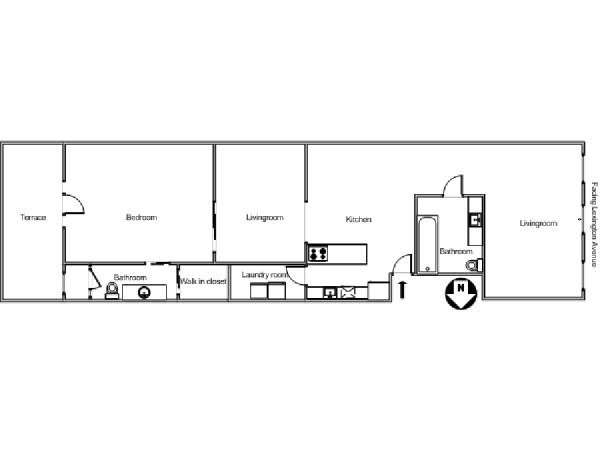 New York 2 Camere da letto appartamento - piantina approssimativa dell' appartamento  (NY-9424)