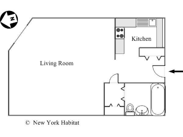 New York Studio T1 appartement colocation - plan schématique  (NY-9428)