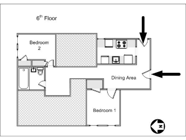 New York 4 Camere da letto stanza in affitto - piantina approssimativa dell' appartamento  (NY-9798)