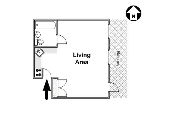 New York Monolocale appartamento - piantina approssimativa dell' appartamento  (NY-9842)