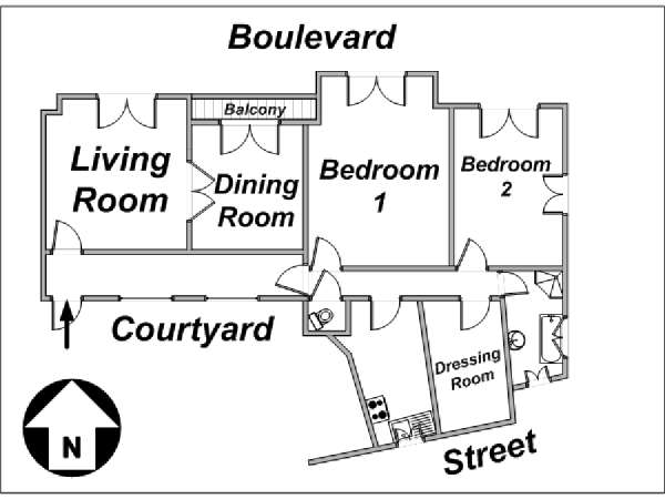 Paris 3 Zimmer ferienwohnung - layout 