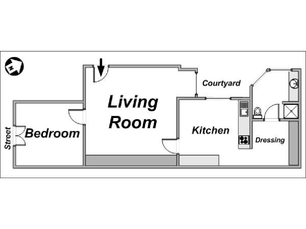 Paris 1 Bedroom apartment - apartment layout  (PA-105)