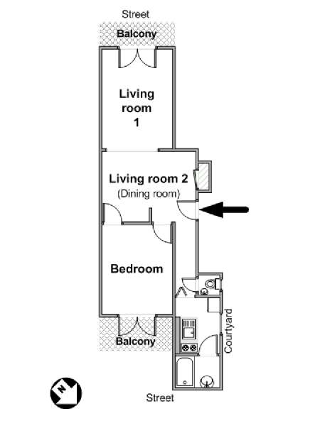 Paris 1 Bedroom apartment - apartment layout  (PA-228)